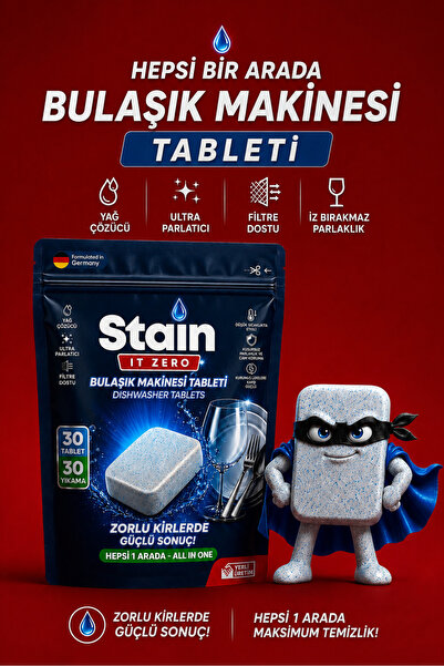 Stain İt Zero Hepsi Bir Arada Bulaşık Makinesi Tableti & Zorlu Kirlerde Güçlü...