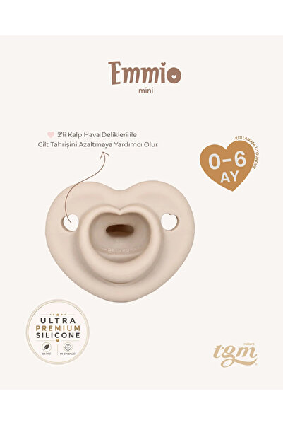 Tgm Baby Emmio Mini Kalpli Silikon Emzik (Cream Beige)