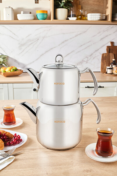 Karaca Hane Maxi Size Stainless Steel Induction Compatible Teapot Set XXL