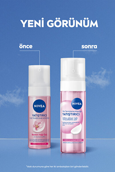NIVEA Yatıştırıcı Yüz Temizleme Köpüğü 150ml, Kuru ve Hassas Cilt, Argan Yağı, Hyaluronik Asit