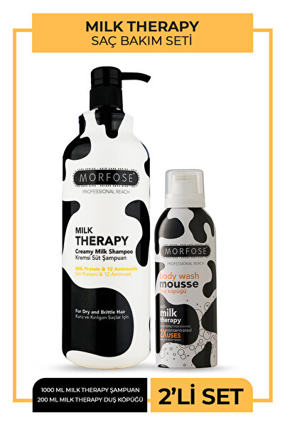 Morfose Milk Therapy Duş Köpüğü 200 ml + Milk Therapy Şampuan 1000 ml