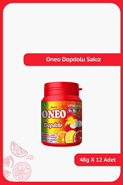 Ülker ONEO Dopdolu Vitamin Sakız - Portakal, Limon ve Greyfurt Aromalı - 48 g...