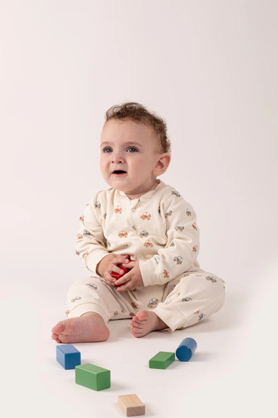 VAUVA Kız Erkek Bebek Tulumu Uzun Kollu Fermuarlı Pijama Tulum Baskılı Uyku T...