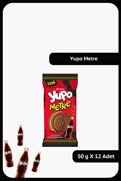 Ülker YUPO Metre - Kola Aromalı Yumuşak Şekerleme - 50 gram - 12 Adet