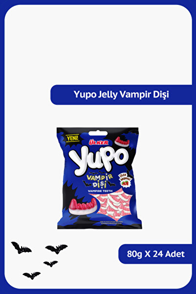 Ülker YUPO Jelly Vampir Dişi - Çilek Aromalı Yumuşak Şekerleme - 80 gram - 24...