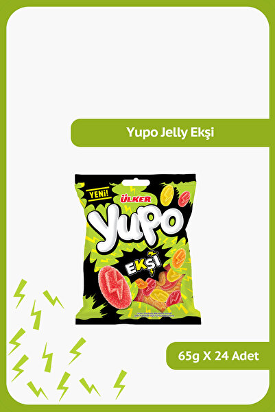 Ülker YUPO Jelly Ekşi - Limon, Ahududu, Mandalina Aromalı - 65 gram - 24 Adet