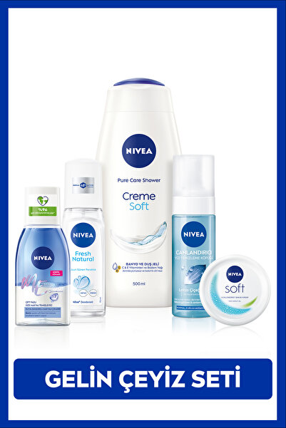 NIVEA Gelin Çeyiz Seti, Duş Jeli 500ml,Yüz Yıkama Köpüğü 150ml,Deodorant,Göz ...