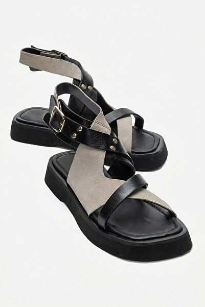 LuviShoes Sandale de damă MİNNEA din piele naturală din piele naturală, gri, ...