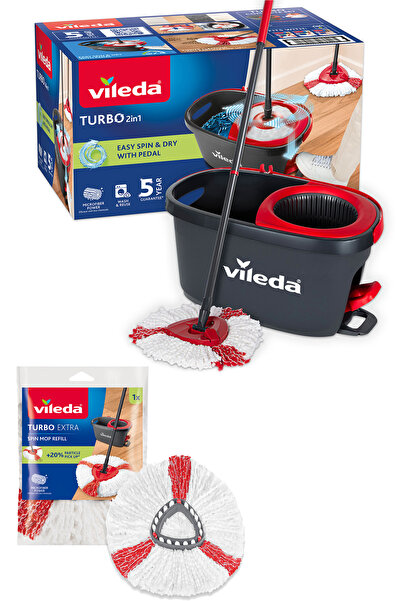 Vileda Turbo 2in1 New Pedal Cleaning Set + Turbo Extra Replacement Mop