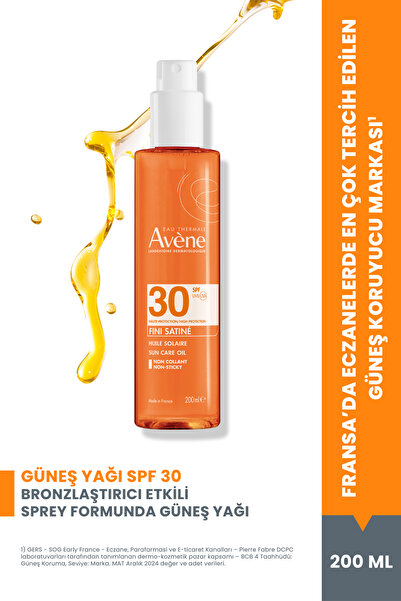 Avene Hassas Ciltler için Bronzlaştırıcı Etkili Sprey Güneş Yağı SPF30 200 ml