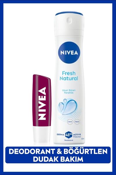 NIVEA Kadın Sprey Deodorant Fresh Natural 150ml, 48 Saat Koruma, Nemlendirici...