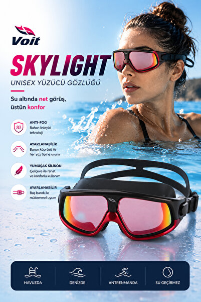 Voit Skylight Unisex Aynalı Yüzücü Gözlüğü | Anti-Fog, UV Korumalı, Silikon