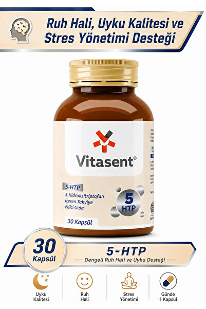 VİTASENT 5-HTP 30 Kapsül – Serotonin Destekli Uyku, Stres Azaltıcı ve Düzenle...