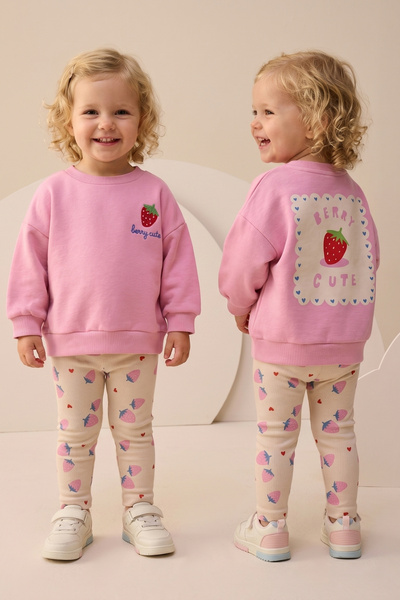 Minipodyum Baby Girl Top and Bottom Set with Strawberry Patterned Tights and ...