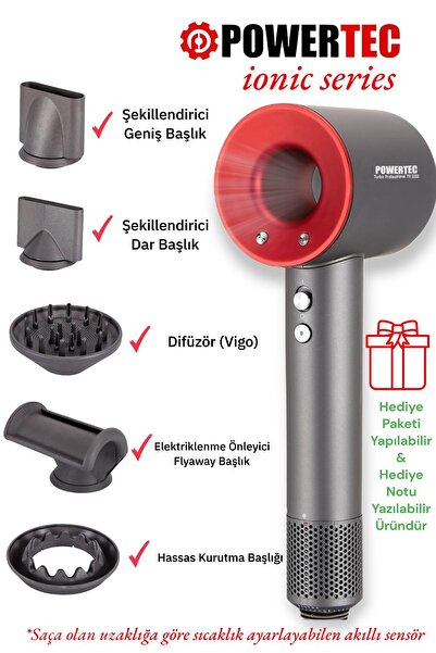 POWERTEC TR-3333 İyonizerli 5 Fonksiyon Plazma Saç Kurutma & Fön Makinesi