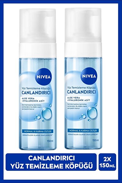 NIVEA Canlandırıcı Yüz Temizleme Köpüğü 150ml, Karma Normal Cilt, Aloe Vera, ...