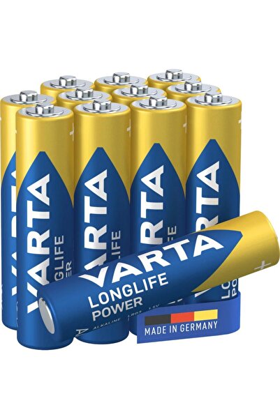 Varta Longlife Power AAA Alkalin İnce Kalem Pil, LR03, 1,5V, 12'li Paket