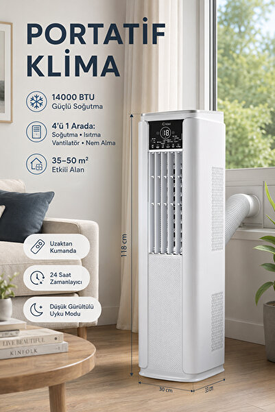 Kiwi 14000 BTU Soğutma ve Isıtma | Kurulum Gerektirmeyen Klima KAC-7914