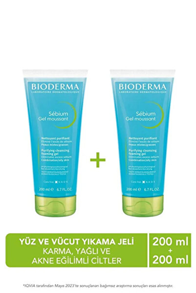 Bioderma Sebium Foaming Gel 200 ml 2 Adet