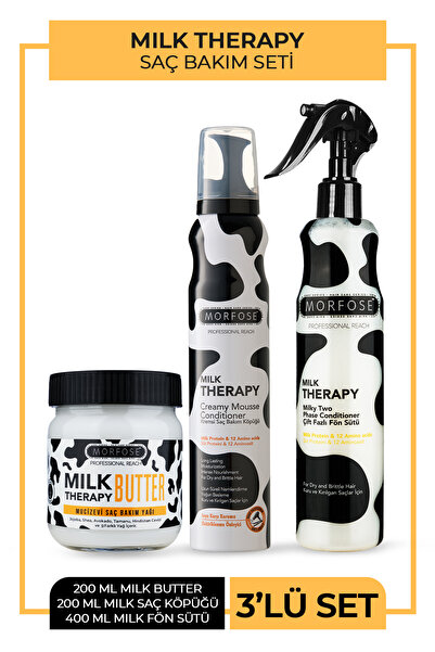 Morfose Milk Therapy Butter + Çift Fazlı Fön Suyu 400 Ml + Milk Therapy Saç K...