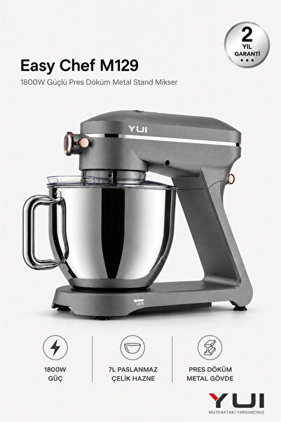 Yui Easy Chef M129 1800W Stand Mikser 7L Pres Döküm Metal Hamur Yoğurma Makinesi