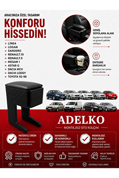 adelko Yeni Doblo 2010-2021 - Fiorino Uyumlu Kolçak Vidasız Montajsız Bardakl...