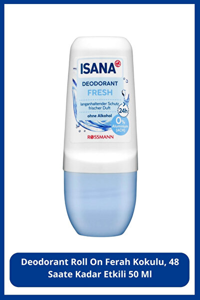 ISANA Deodorant Roll On Ferah Kokulu, 48 Saate Kadar Etkili 50 Ml