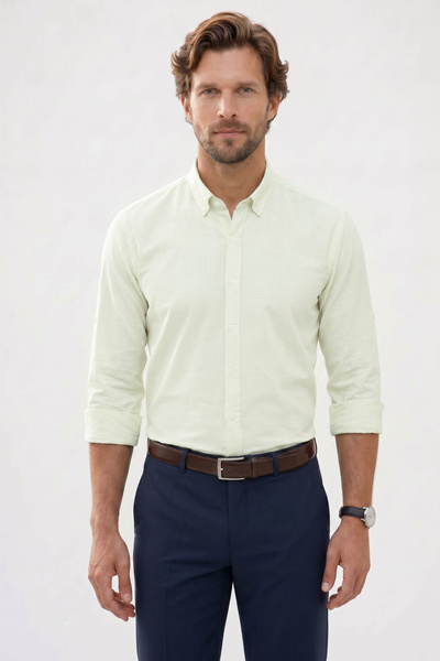 Tudors Men's Regular Fit Comfortable Cut 100% Cotton Linen Effect Plain Green...