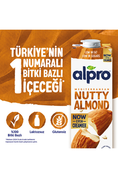 Alpro Badem Sütü 1 L Vegan Laktozsuz Bitkisel Bazlı