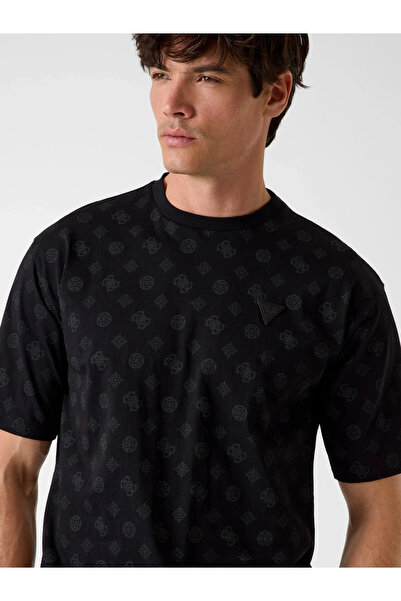 Guess Ovidio Bisiklet Yaka Kısa Kollu Erkek Siyah T-shirt Z6GI07K2852-PMKW