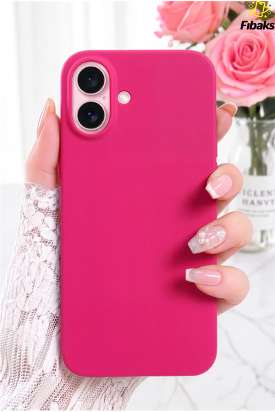 Fibaks iPhone 16 Plus Kılıf Kadife Lansman Soft Yumuşak Liquid Silikon Kamera...