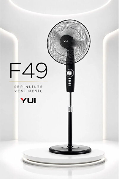 Yui F49 Siyah 16 Inç 50W 4 Kademe 5 Pervane Döner Başlıklı Vantilatör