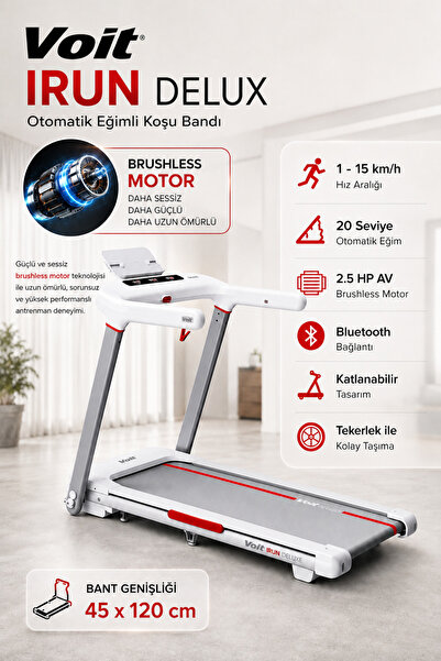 Voit I Run Delux Koşu Bandı, 20 Kademe Otomatik Eğim, Brushless, Katlanabilir...