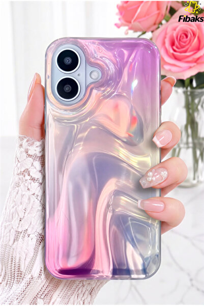 iPhone 16 Case Dream Shine Satin Textured Color Transition Hologram Effect 3D Printed Silicone