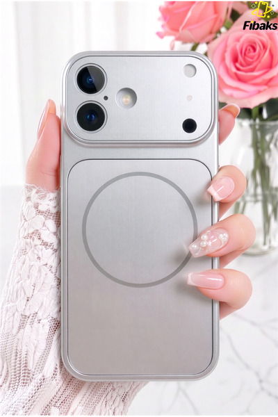 Fibaks iPhone 16 Kılıf 17 Pro Max Çevirici MagSafe Kamera Lens Korumalı Camlı...