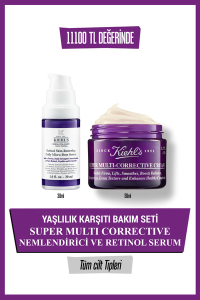 Kiehl's Super Multi-Corrective Krem ve Retinol Serum Cilt Bakım Seti