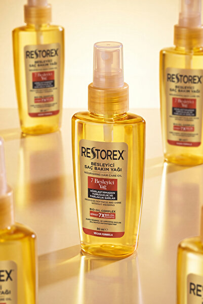 Restorex 7 Besleyici Saç Bakım Yağı 80 ml - Parlaklık ve İpeksi Yumuşaklık - Kuru, Normal ve Yıpranmış Saçlar