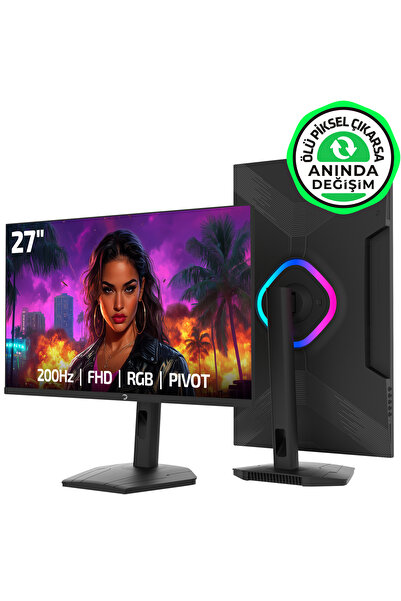 GamePower Lunis L40 27'' 200Hz 0.5Ms VA FHD RGB Pivot Gaming Monitör (Ölü Pik...