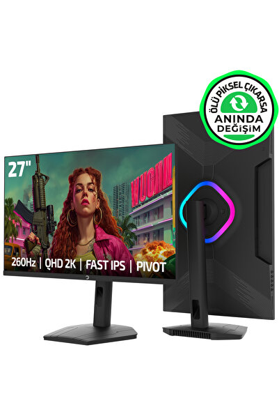 GamePower Lunis L90 27'' 260Hz 0.5Ms Fast IPS QHD 2K RGB Pivot Gaming Monitör...
