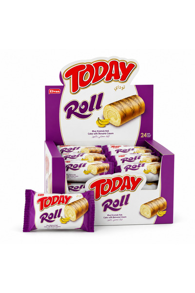 Elvan Today Swiss Roll Muz Kremalı Kek 35 Gr 24 Adet (1 Kutu)