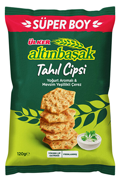 Ülker ALTINBAŞAK Tahıl Cipsi - Yoğurt Aromalı & Mevsim Yeşillikli Çerez - 120...