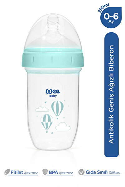 Wee Baby Geniş Ağızlı Antikolik Gaz Yapmayan Biberon Yavaş Akış 0-6 Ay 250 Ml