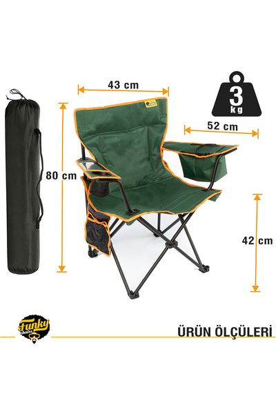 Funky Chairs Cool Ice Petrol Yeşili/Sarı Lüks Kamp Sandalyesi
