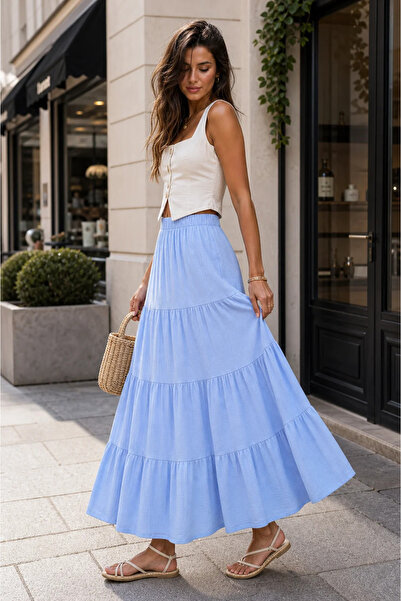 BARRELS AND OIL Women's Pieced Midi Skirt - Blue