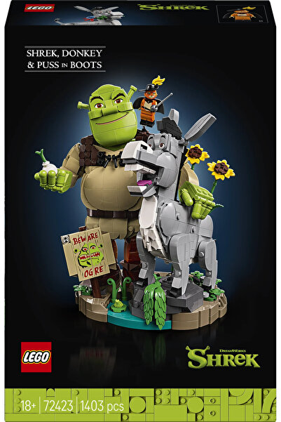 LEGO ® Shrek: Şrek, Eşek ve Çizmeli Kedi 72423 - 18+ Yaratıcı Model Yapım Seti (1403 Parça)