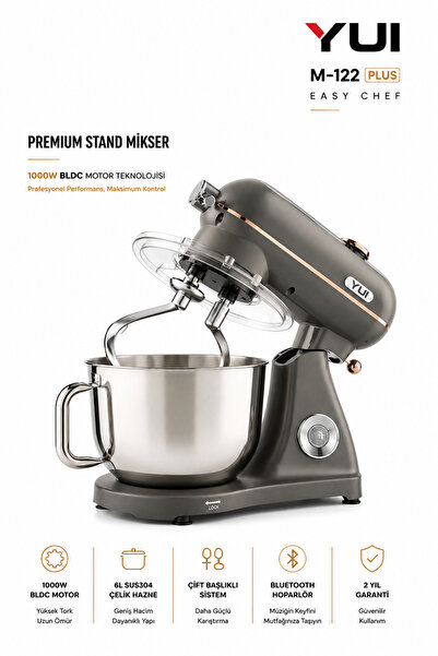Yui M122 Plus Easy Chef Dc Motor Stand Mikser Çift Başlıklı Hoparlör Özellikl...