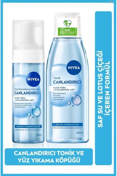 NIVEA Canlandırıcı Yüz Temizleme Köpüğü 150ml ve Nemlendirici Tonik 200ml, Lo...