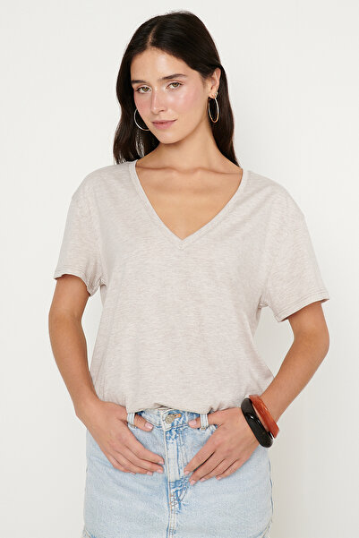 AC&Co / Altınyıldız Classics Women's Beige Melange Premium Cotton Soft Textur...