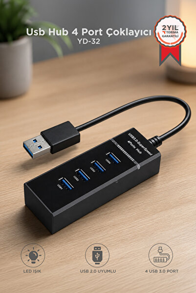 Torima Usb Hub 4 Port Çoklayıcı 3.0 Çoğaltıcı YD32 Siyah
