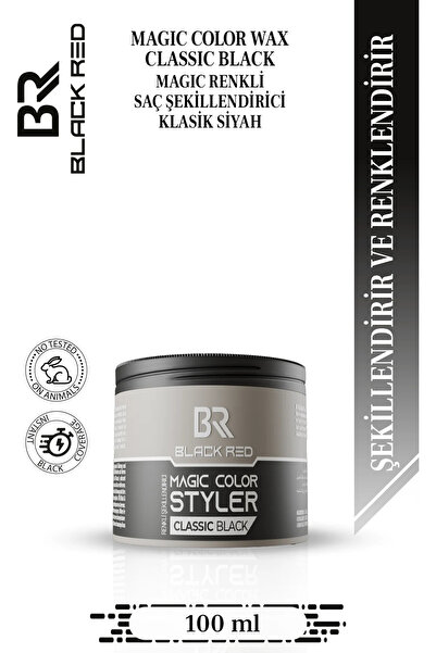 Black Red Magic Color Wax Classic Black 100 ml Geçici Siyah Renk Veren Saç Şe...